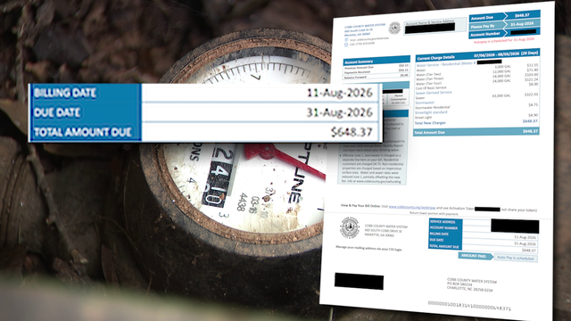 Cobb County family shocked by nearly $700 water bill, 39K-gallon spike