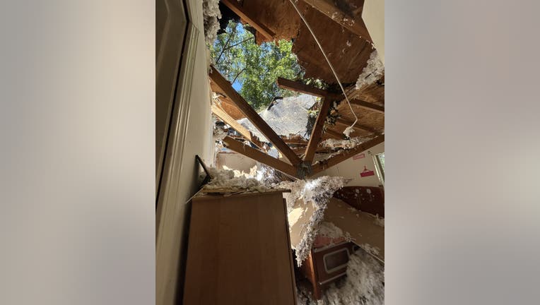 Massive tree crashes into Monroe home, displacing family
