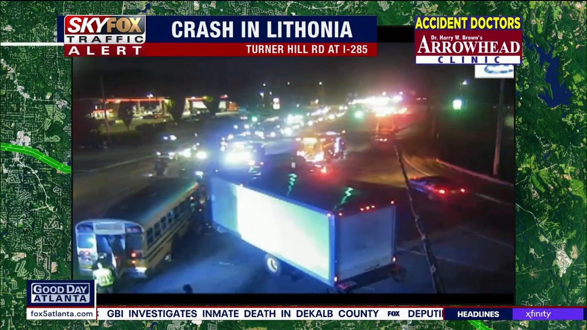School bus, box truck crash near Turner Hill Road, I-20 in Lithonia
