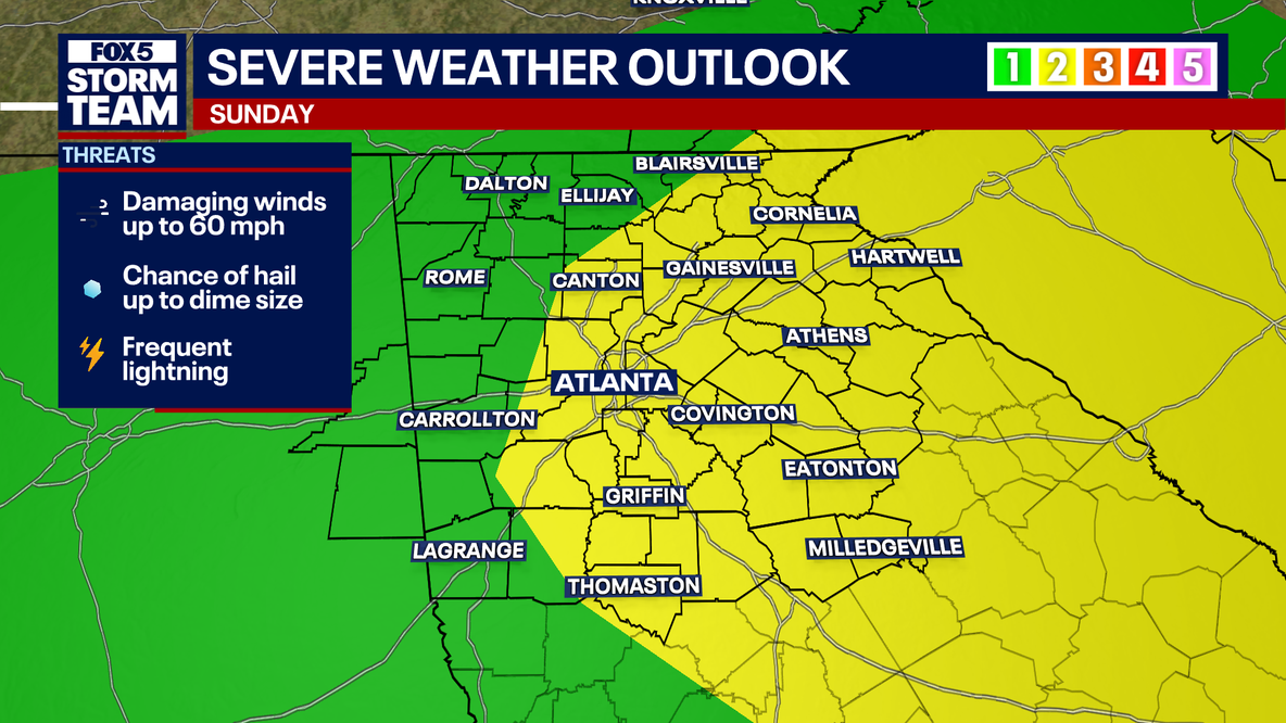 Severe storms could disrupt Sunday plans across North Georgia