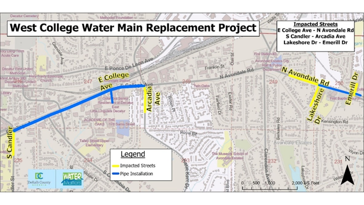 DeKalb County to restart West College Avenue water main replacement