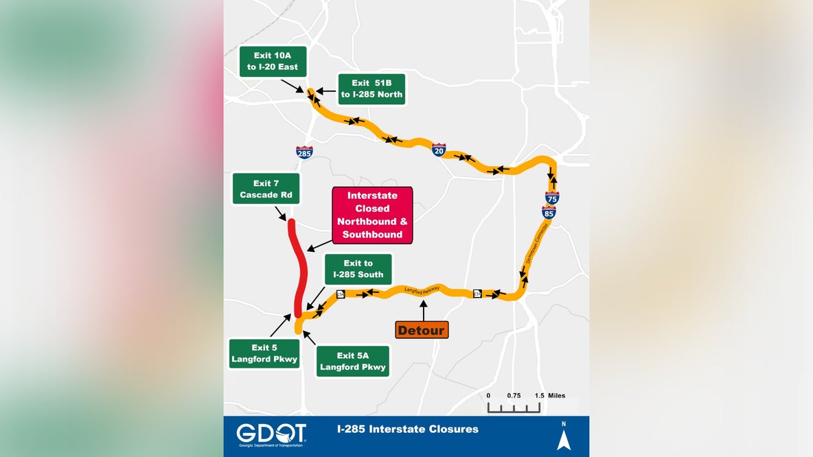 I-285 to close between Cascade Road and Langford Parkway