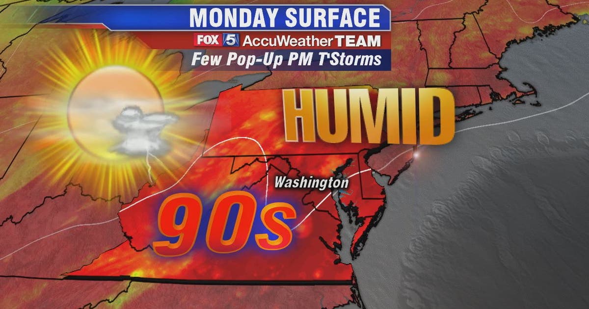 Hot, humid start Monday; scattered afternoon storms possible | FOX 5 DC