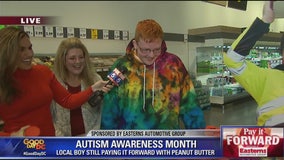 Virginia teen with autism who donated peanut butter surprised with $2K donation on his behalf