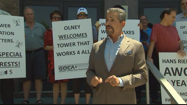 Olney residents protesting radio tower