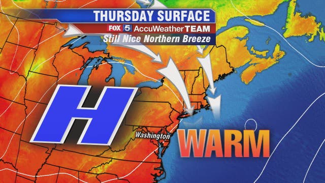 Sunny and warm with the chance for afternoon showers Thursday; heat, humidity return by weekend