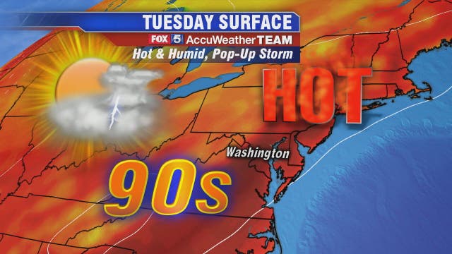 Heat, humidity and possibility of storms for DC region Tuesday