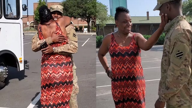 National Guard soldier surprises mom when he gets home from Afghanistan early: 'My baby's home'