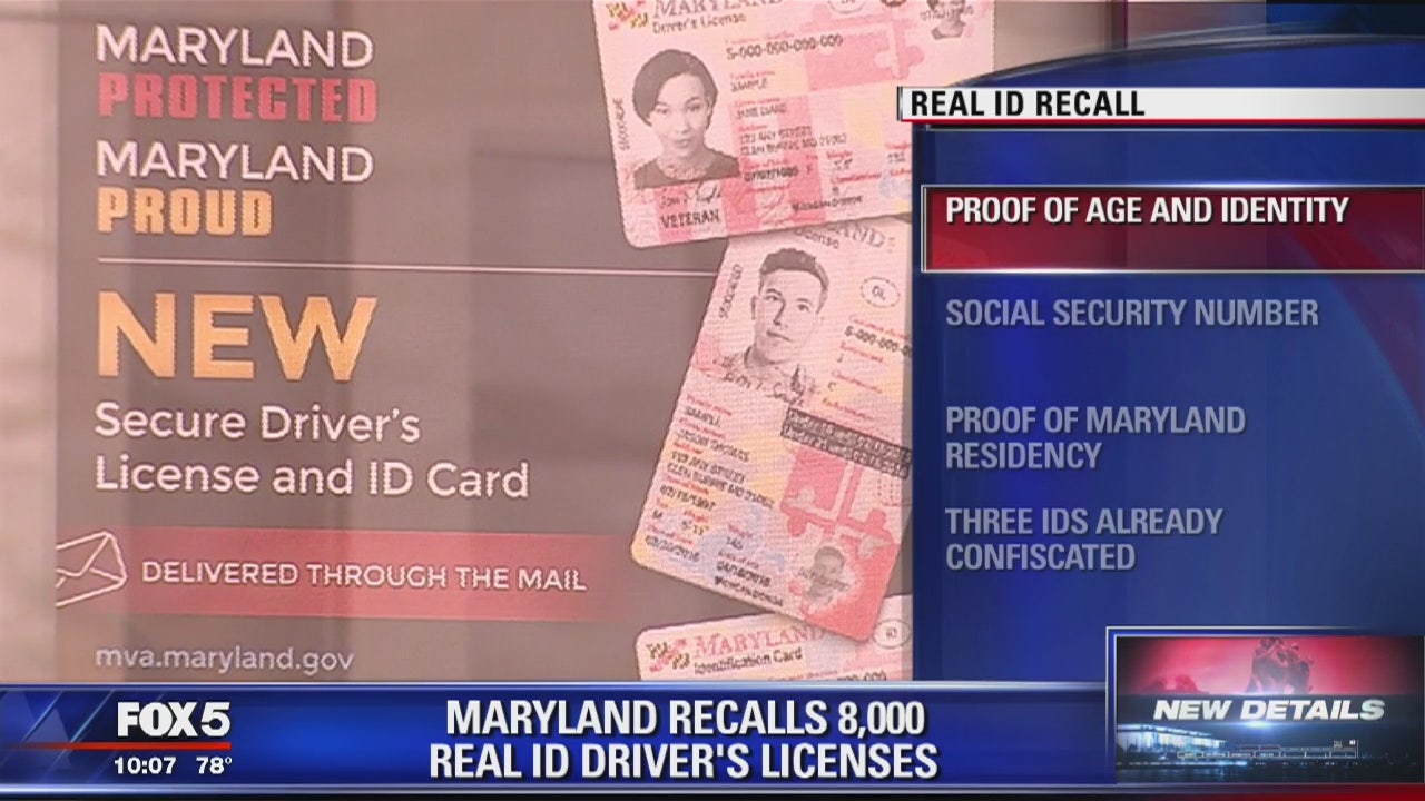 Maryland Recalls 8 000 Real Id Drivers Licenses