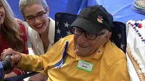 98-year-old veteran celebrates birthday at work