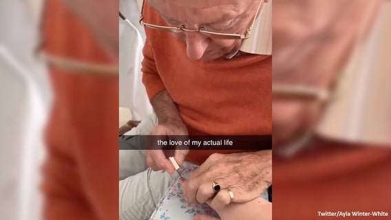 Grandpa paints granddaughter's nails after surgery in heart melting viral video