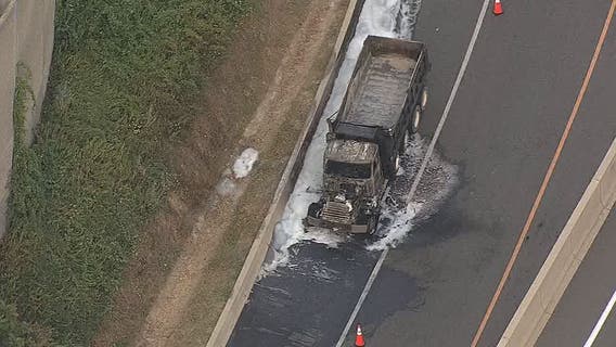 Dump truck fire causes delays in Fairfax County
