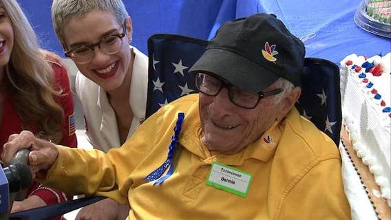 98-year-old veteran celebrates birthday at work