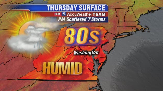 Warm, humid and mix of sun and clouds Thursday; scattered thunderstorms likely into the afternoon and evening