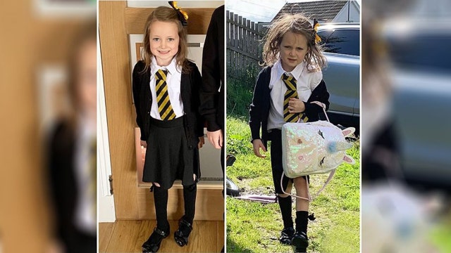 Frazzled girl's adorable back-to-school photo goes viral
