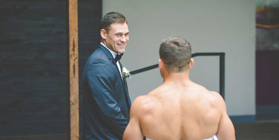 groom shocked by brides short dress Bride-to-be pulls 'first look' prank on groom with best man's help: 'I was completely shocked'