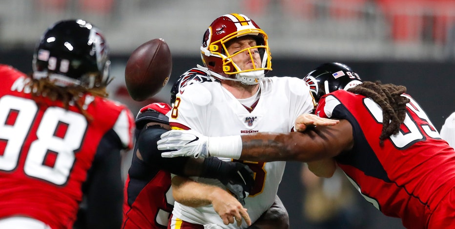 Haskins leads Redskins past fumbling Falcons, 19-7