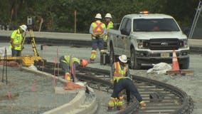 First section of track for Purple Line to be installed