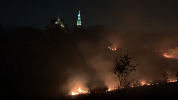 Fireworks display at Catholic University sparks large brush fire in Northeast DC, officials say