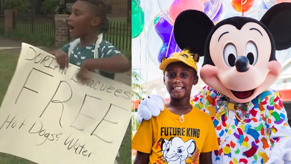 Boy surprised with free Disney trip after donating savings to feed Hurricane Dorian evacuees