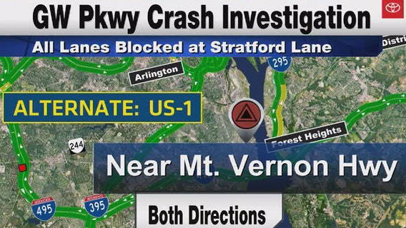 Fiery crash leaves one dead along GW Parkway