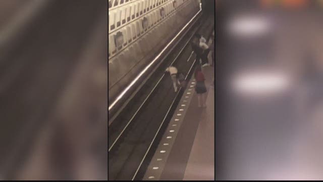 Video: Man pushed onto Metro tracks in violent attack