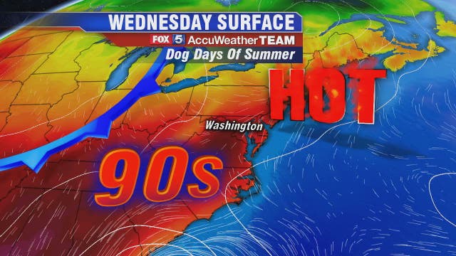 Heat, humidity and temps in the 90s Wednesday; scattered afternoon and evening thunderstorms possible