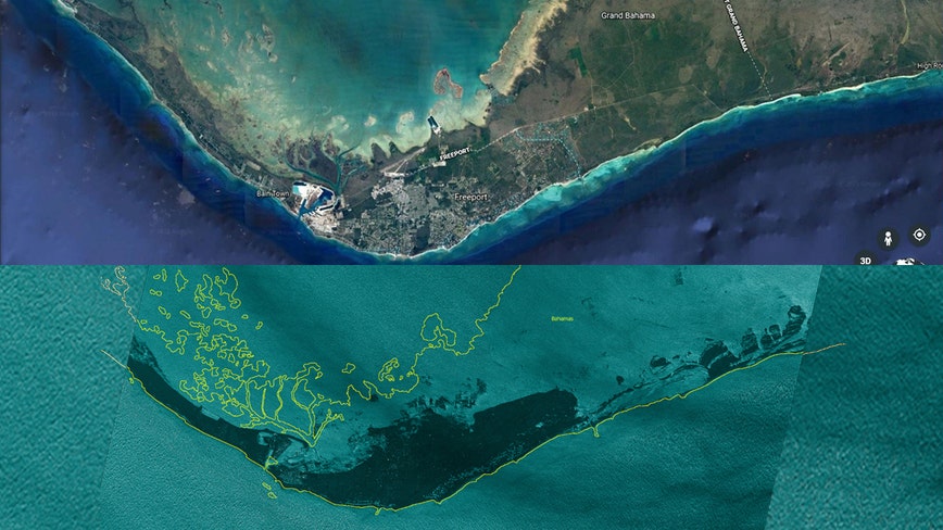 Satellite images of Grand Bahama coastline show incredible extent of ...