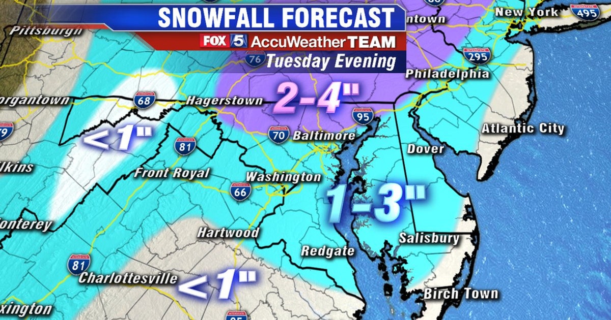 Wintry mix of snow, rain and sleet expected for DC region Tuesday | FOX ...
