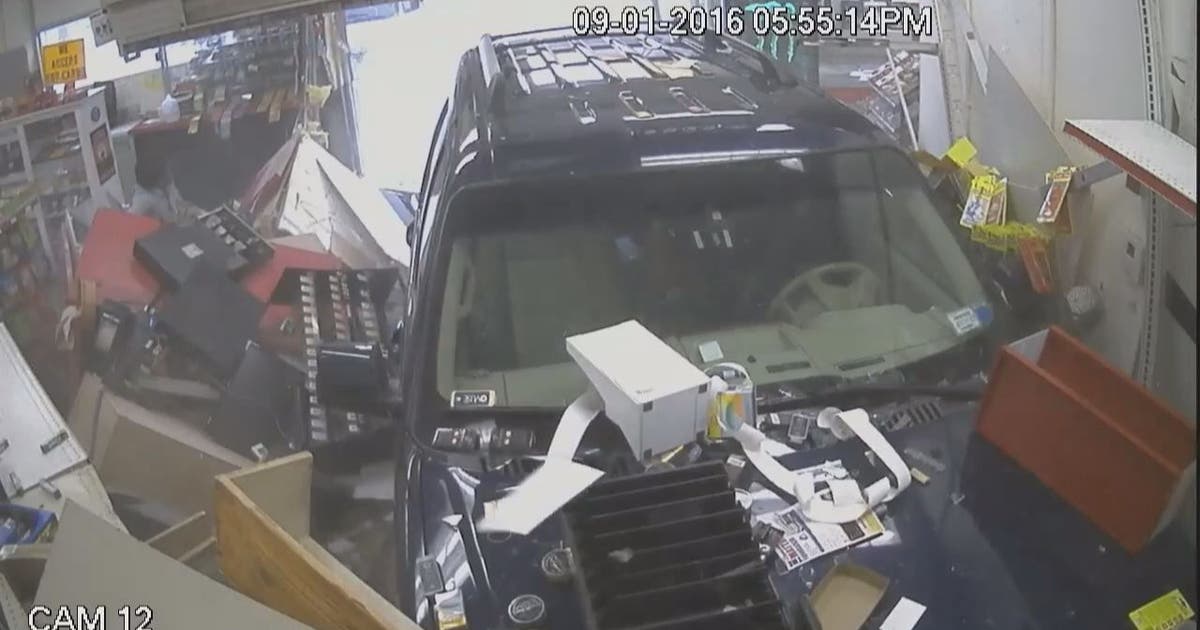 SUV crashes into convenience store; surveillance cameras show clerk ...