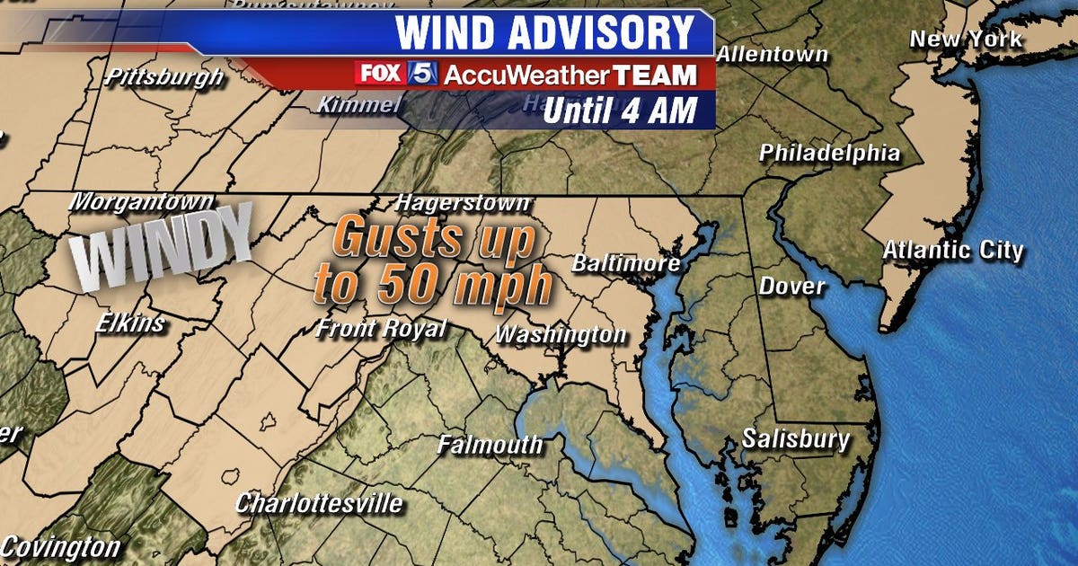 Wind Advisory in effect for parts of DC region until early Friday | FOX ...
