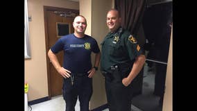 Utility pole falls on deputy and paramedic vehicle during Irma