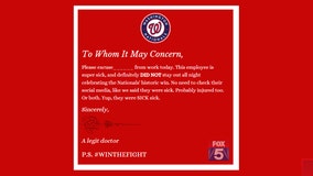Need a reason to stay home from work today? The Washington Nationals are giving you one