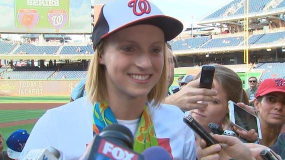 Katie Ledecky throws out first pitch as Nationals host Orioles