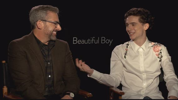 Steve Carell, Timothee Chalamet in Beautiful Boy