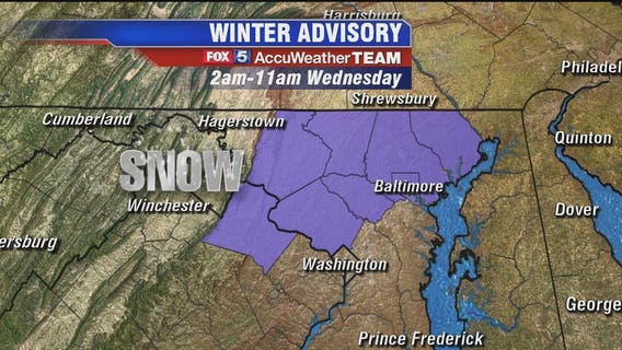 Winter Weather Advisory issued for parts of DC region as light snow possible