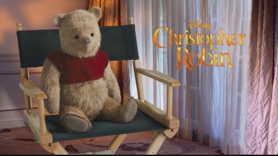 Ewan McGregor, Hayley Atwell, and Winnie The Pooh in Christopher Robin