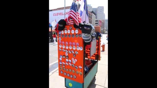 Vulgar anti-Hillary pins a big hit outside Republican National Convention