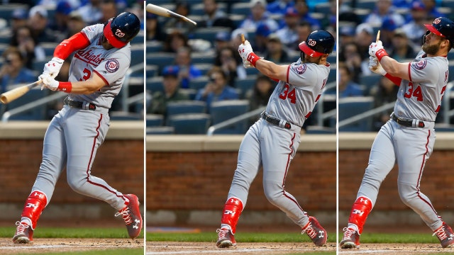 Nationals' Bryce Harper astounds fans with 406 foot broken bat home run