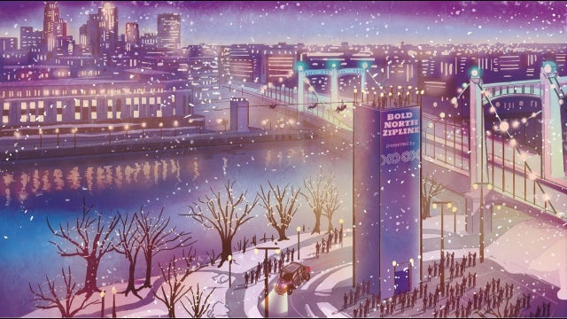 Zipline across the Mississippi River during Super Bowl festival