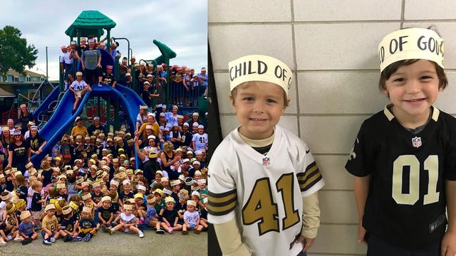 Students wear 'Child of God' headbands in support of New Orleans Saints' Demario Davis