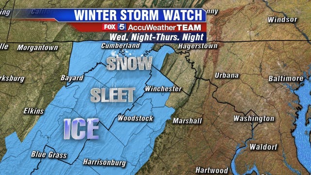 Winter Storm Watch issued as wintry mix threatens areas west of DC region