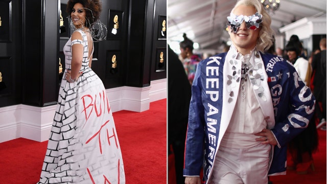 Singers Joy Villa, Ricky Rebel wear their pro-Trump fashions on Grammy carpet