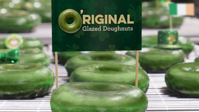 Krispy Kreme glazed doughnuts going green for St. Patrick's Day