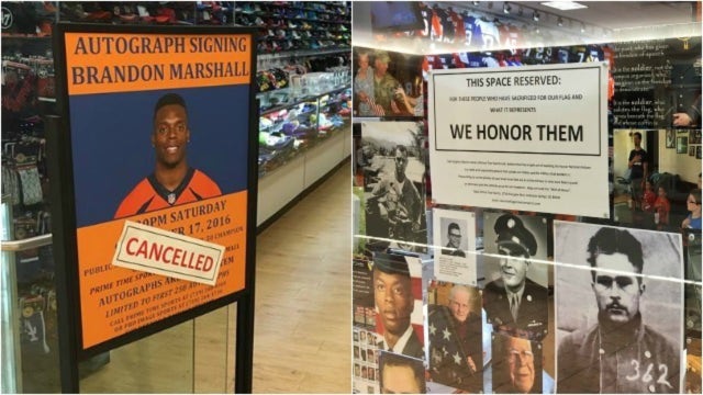 Store owner cancels NFL autograph signing after national anthem protest