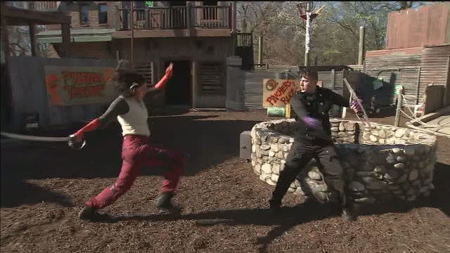 Kevin tries out Six Flags America's stunt show