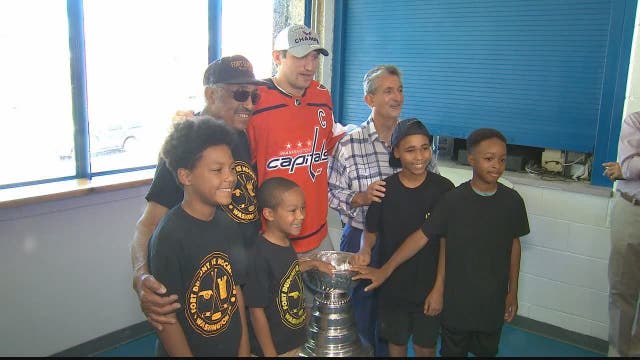 Ovechkin, Leonsis bring Stanley Cup to Fort Dupont Ice Arena, DC hospital, Arlington Co. Police Dept