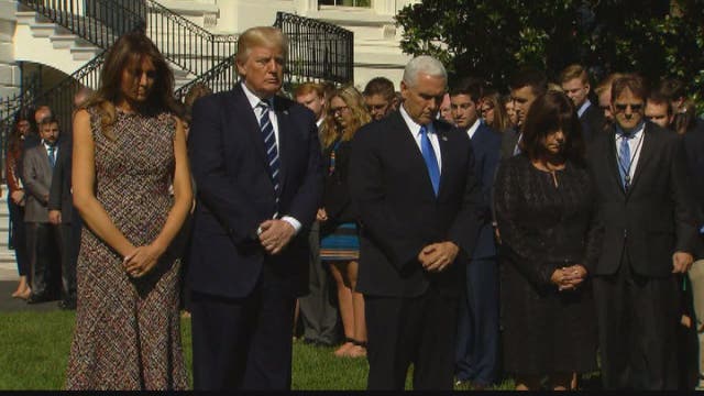 Trump sticks to somber script, refuses to join guns debate