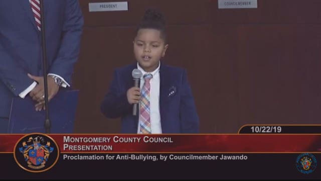 6-year-old anti-bullying activist gives speech at Montgomery County Council