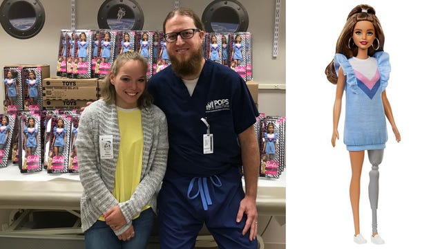 Teen born without limb donates hundreds of Barbies with prosthetic leg to children’s hospital